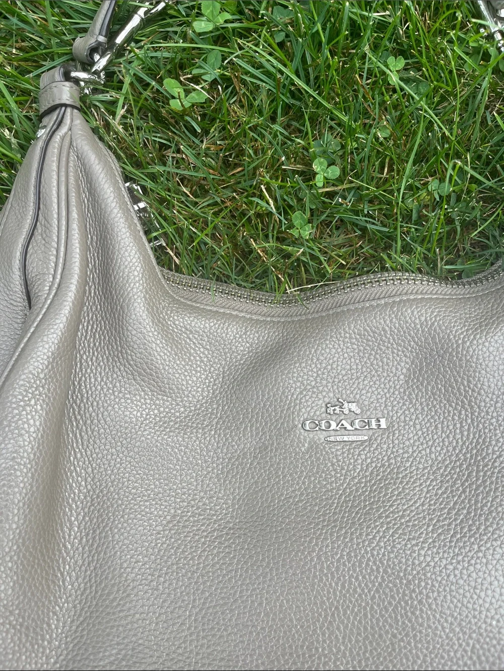 Coach Pebble Leather Shoulder Bag in Taupe Gray